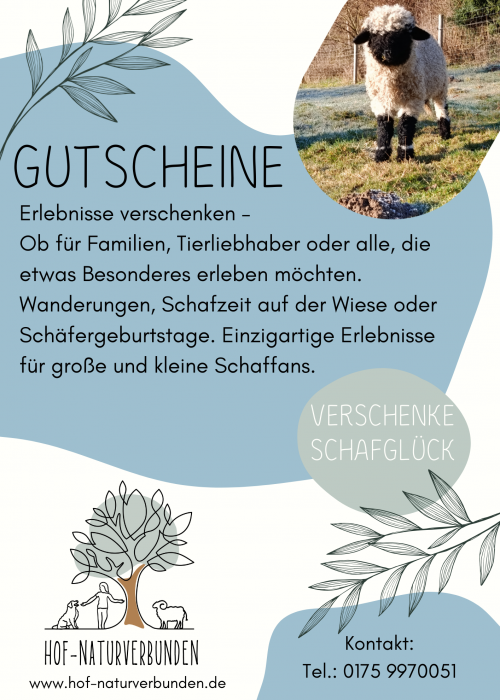 Das Bild zeigt Informationen für den Erwerb eines Gutscheind bei Hof-Naturverbunden